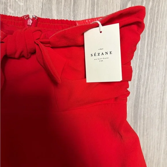 NWT Sezane Odine tie front strapless dress 10 - Picture 5 of 5